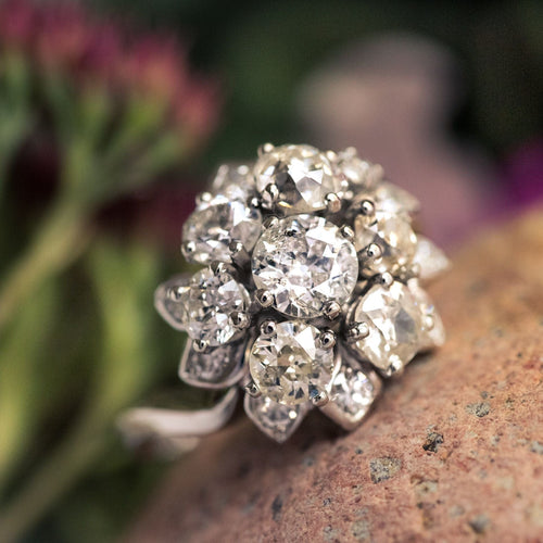 Bague 54 Bague rétro diamants bouquet 58 Facettes 20-196-51