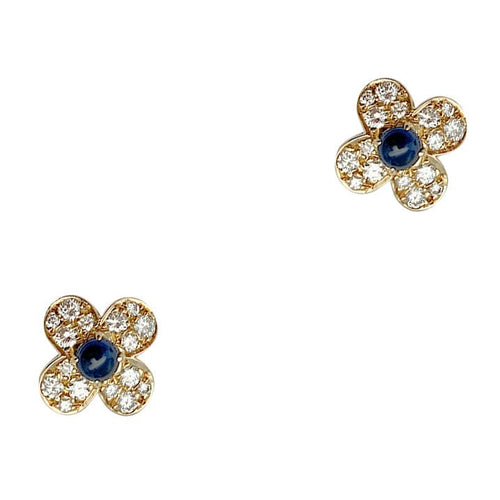 Boucles d'oreilles Boucles d'oreilles Van Cleef et Arpels, "Trèfles" or jaune, diamants et saphirs 58 Facettes 30379