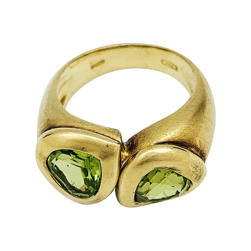 Bague 52 Bague toi et moi en or jaune et péridots. 58 Facettes 30392
