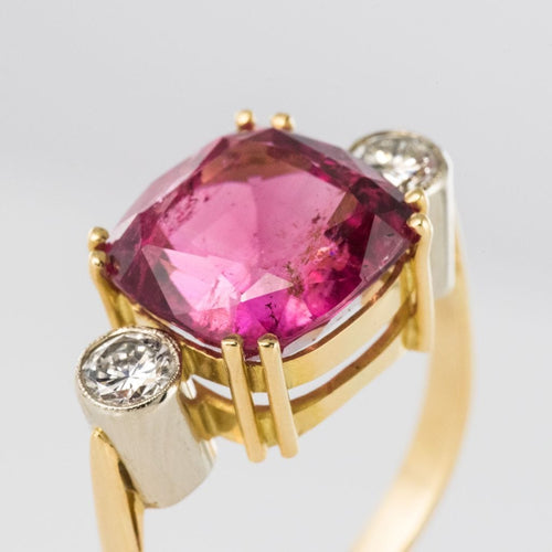 Bague 54 Bague tourmaline coussin et diamants 58 Facettes 18-154-54