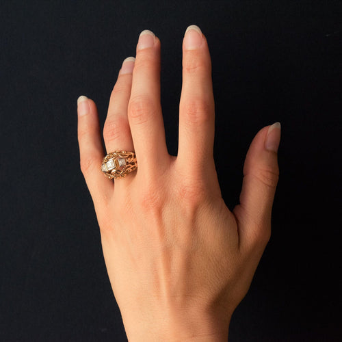 Bague 55 Bague vintage fils d'or rose et diamants 58 Facettes 14-185-55