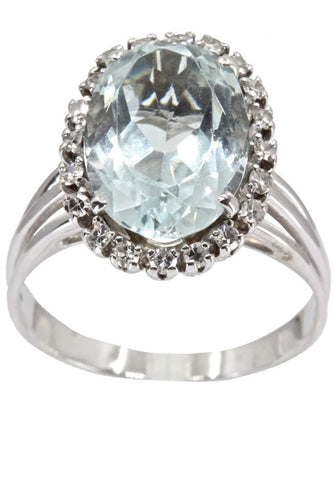 Bague Bague aigue-marine et diamants années 50' 58 Facettes