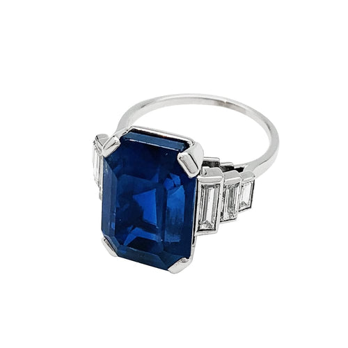 Bague 51 Bague saphir et diamants, monture platine. 58 Facettes 30225
