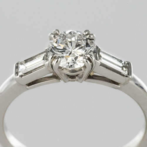 Bague 54 Solitaire diamant et diamants baguette 58 Facettes 16-060-54