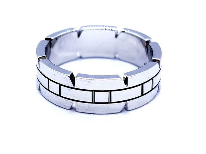 Bague 63 Cartier Bague Alliance Tank Or blanc 58 Facettes 1050177CN