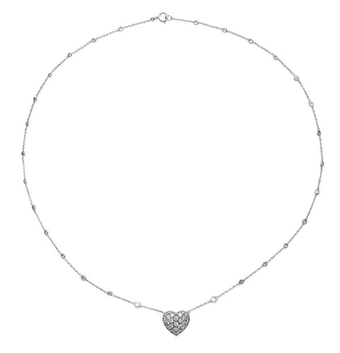 Collier Collier "Coeur" en platine et diamants. 58 Facettes 30394