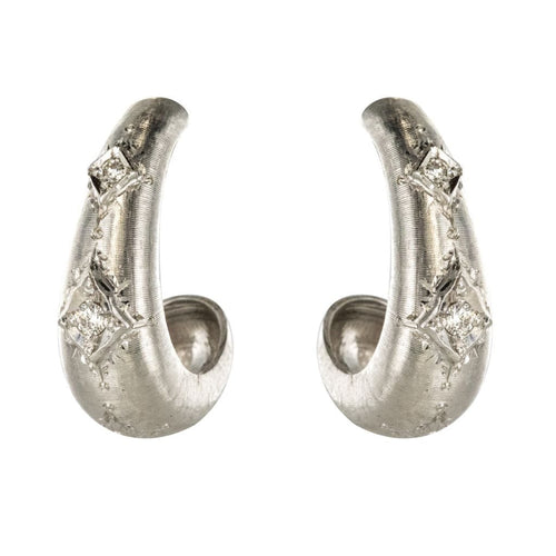 Boucles d'oreilles Boucles d'oreilles or blanc satiné diamants 58 Facettes YS66B