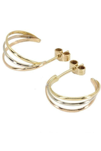 Boucles d'oreilles Demi créoles 3 ors 58 Facettes 33911