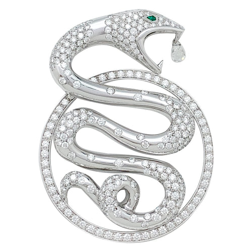Pendentif Pendentif Boucheron, "Trouble", or blanc, diamants et émeraudes. 58 Facettes 29897