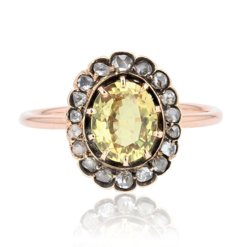 Bague 54 Bague ancienne saphir jaune et diamants 58 Facettes 20-619-48