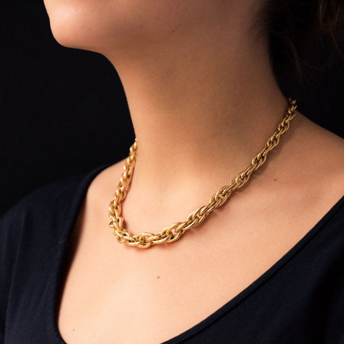 Collier Collier or jaune maille imbriquée 58 Facettes 19-556