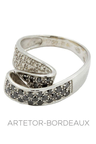 Bague 51 Bague diamants noirs et blancs 58 Facettes 12531