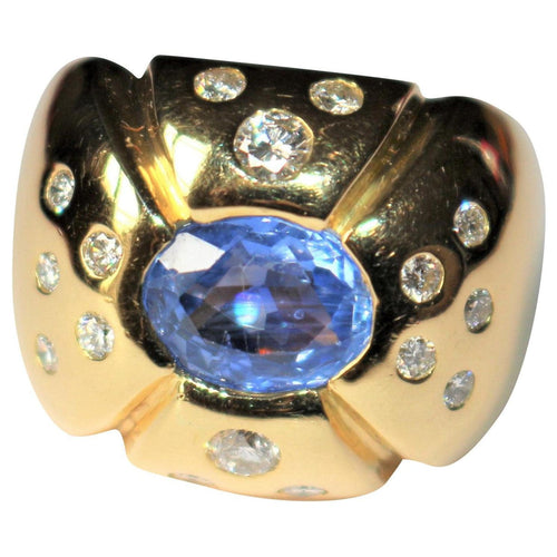 Bague SAPHIR de Ceylan et diamants 58 Facettes 360