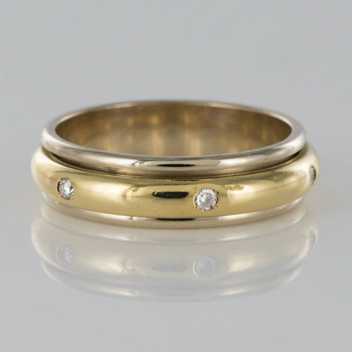 Bague 54 Alliance mobile or blanc or jaune diamants 58 Facettes 18-397-54
