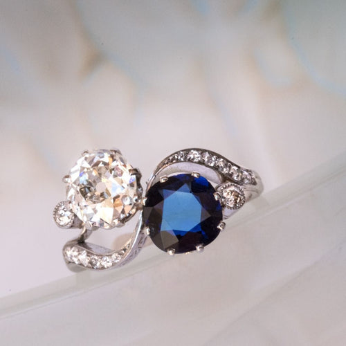 Bague 52 Bague Toi et Moi Saphir et Diamants 58 Facettes 12-028-5264344-54