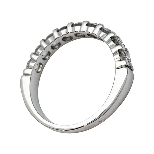 Bague 53 Alliance demi-tour or blanc, diamants. 58 Facettes 30365