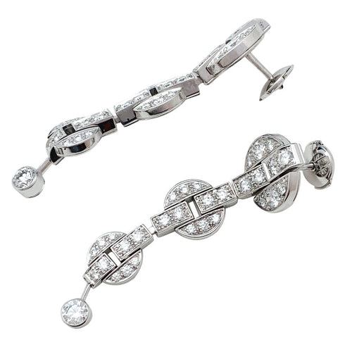 Boucles d'oreilles Boucles d'oreilles pendantes Cartier modèle "Himalia" en or blanc, diamants. 58 Facettes 29720