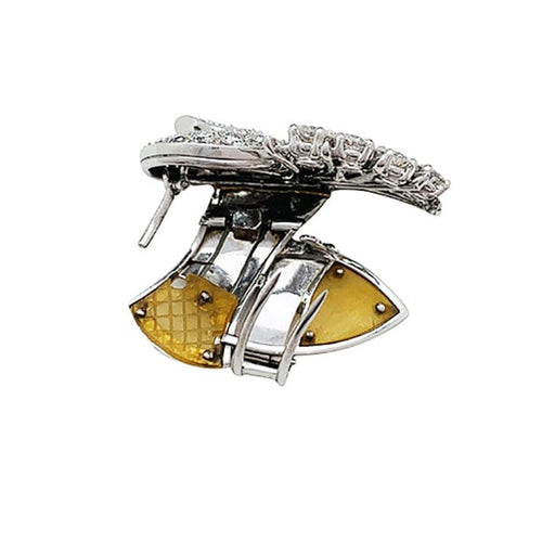 Boucles d'oreilles Boucles d'oreilles clips en or blanc et platine, diamants. 58 Facettes 30466