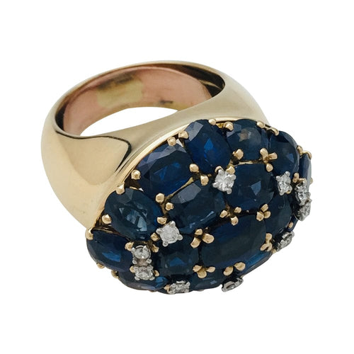 Bague 59 Bague en or jaune saphirs et diamants. 58 Facettes 29238