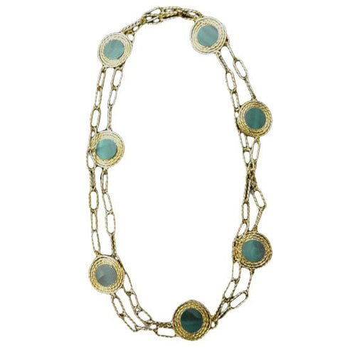 Collier Sautoir or jaune, malachite. 58 Facettes 25256