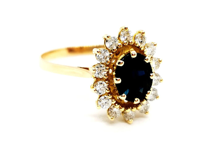 Bague 55 Bague Fleur Or jaune Saphir 58 Facettes 952717CN
