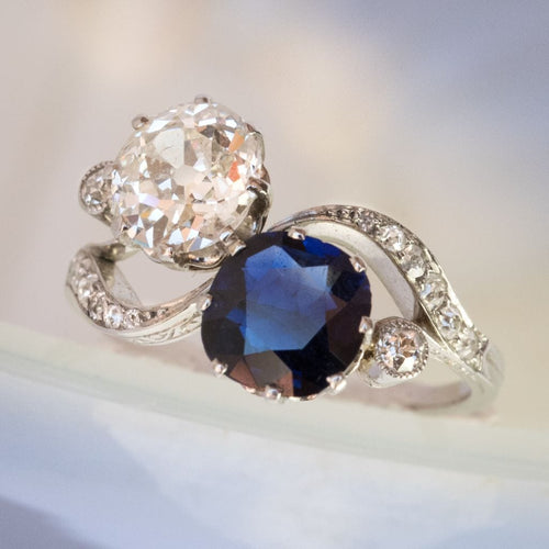 Bague 52 Bague Toi et Moi Saphir et Diamants 58 Facettes 12-028-5264344-54