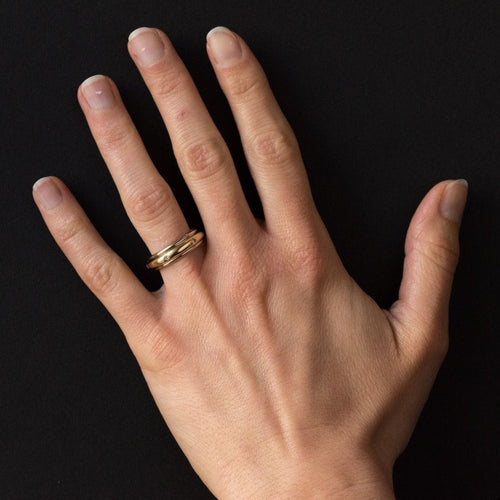 Bague 54 Alliance mobile or blanc or jaune diamants 58 Facettes 18-397-54