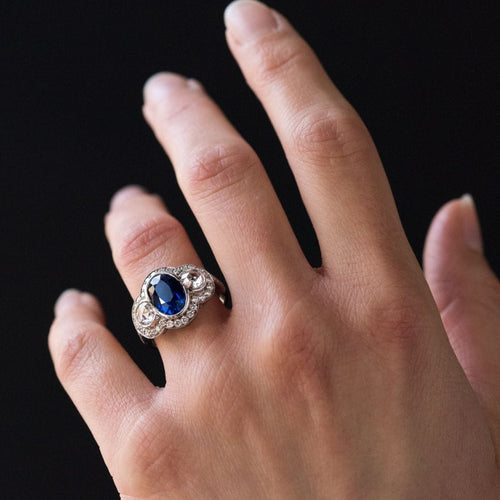 Bague 50 Bague Saphir et Diamants esprit art déco 58 Facettes 09-007-2344492-50