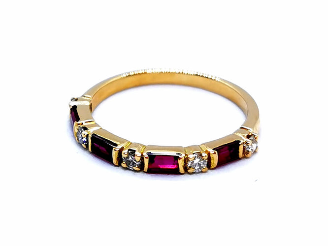 Bague 51 Bague Demie Alliance Or jaune Rubis 58 Facettes 1048330CN