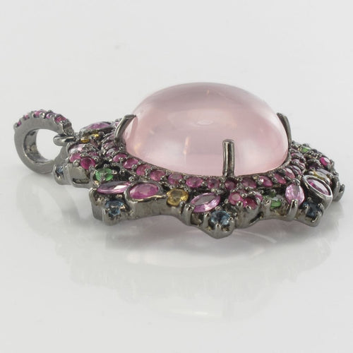 Pendentif Pendentif quartz rose saphirs topazes et grenats 58 Facettes 18-040