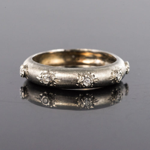 Bague 54 Bague or blanc satiné diamants 58 Facettes ANSETAB-54