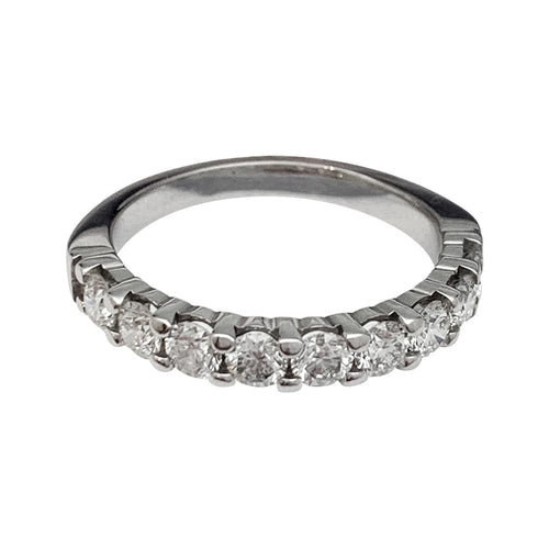 Bague 53 Alliance demi-tour or blanc, diamants. 58 Facettes 30365