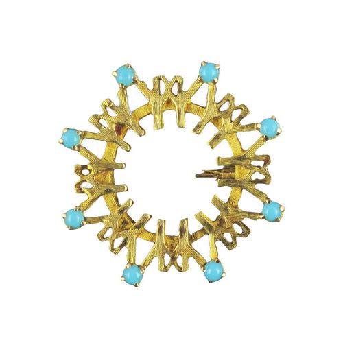 Broche Broche en or et turquoises 58 Facettes 13-266-8089013