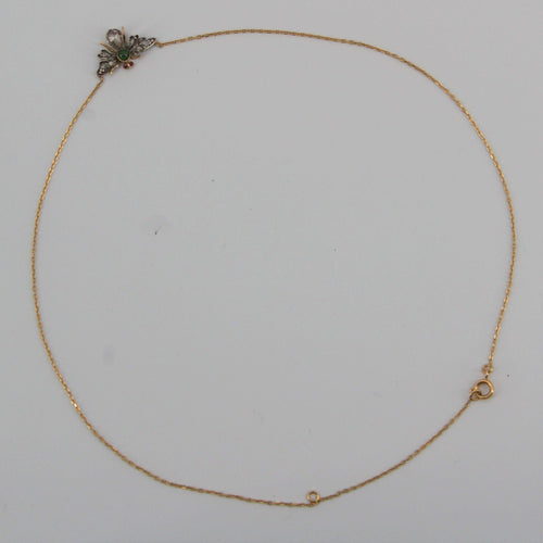 Collier Collier ancien abeille en diamants émeraude et rubis 58 Facettes 20-622
