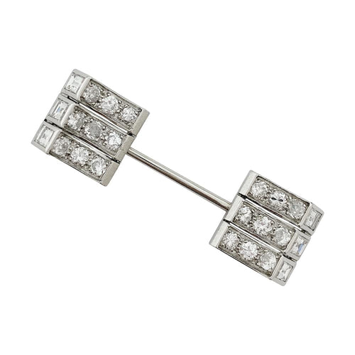 Broche Epingle de jabot Art Déco en or blanc et platine, diamants. 58 Facettes 30135