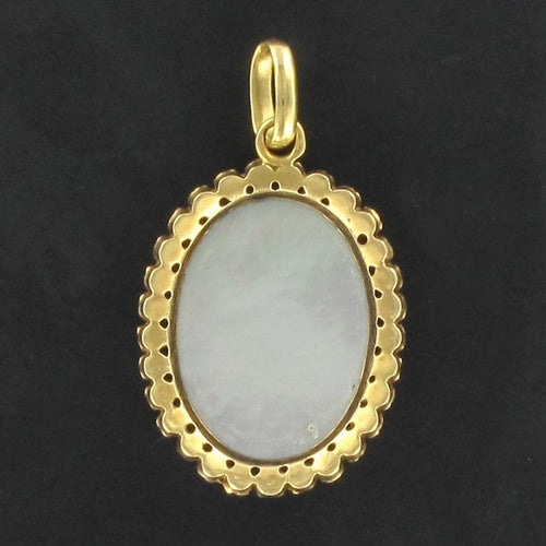Pendentif Pendentif médaillon ancien miniature sur porcelaine et perles fines 58 Facettes 17-343