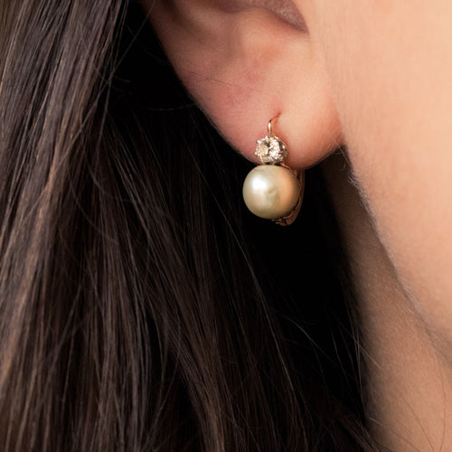 Boucles d'oreilles Parure ancienne perles fines et diamants 58 Facettes 19-614