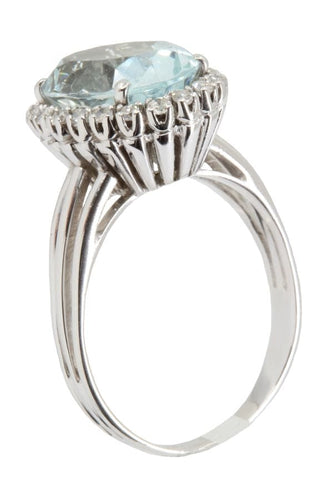 Bague Bague aigue-marine et diamants années 50' 58 Facettes