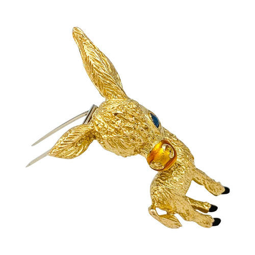Broche Broche Fred, "Ane", or jaune, saphir et émail. 58 Facettes 29591