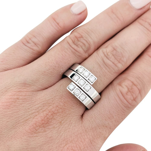 Bague 53 Bague Cartier, "Tectonique", en or blanc et diamants. 58 Facettes 30115