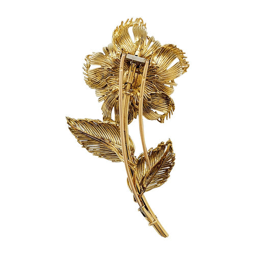 Broche Broche Cartier, "Fleur" en or jaune, diamants, émeraudes, rubis et saphirs. 58 Facettes 30236