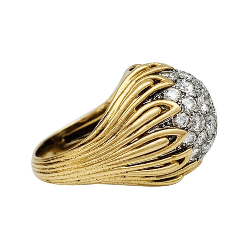 Bague 51 Bague dôme Van Cleef & Arpels en or jaune, platine et diamants. 58 Facettes 30496