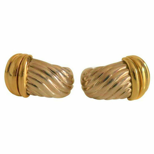 Boucles d'oreilles O.J PERRIN Boucles d'Oreilles godrons Argent et Or 58 Facettes 297