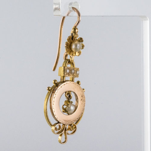 Boucles d'oreilles Boucles d'oreilles anciennes or rose perles fines 58 Facettes 19-577