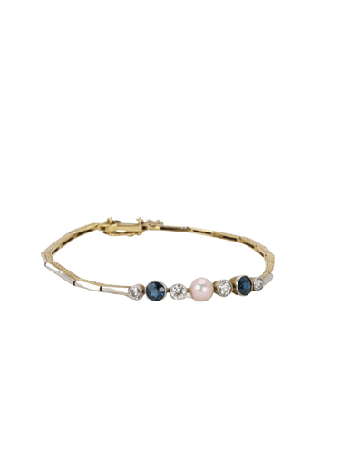 Bracelet Bracelet Belle Epoque 2 Ors Perle fine Diamants Saphirs 58 Facettes J292