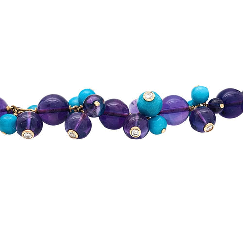 Collier Collier Cartier "Délices de Goa" en or jaune, améthyste, turquoises et diamants. 58 Facettes 30007