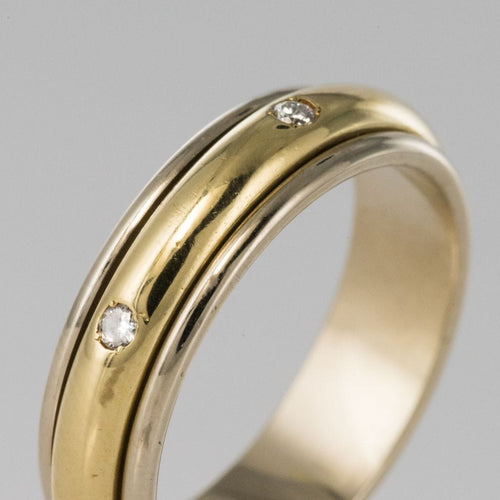 Bague 54 Alliance mobile or blanc or jaune diamants 58 Facettes 18-397-54