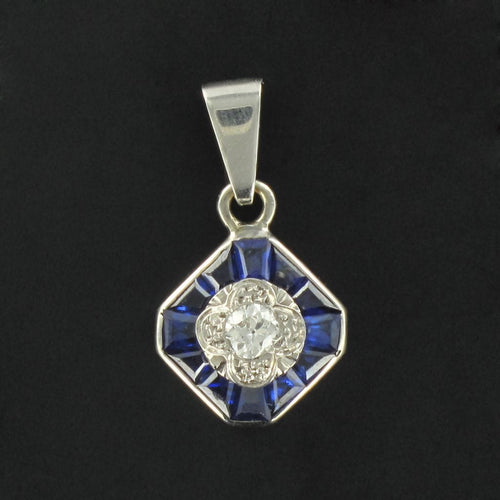 Pendentif Pendentif art déco diamants saphirs calibrés 58 Facettes 16-148