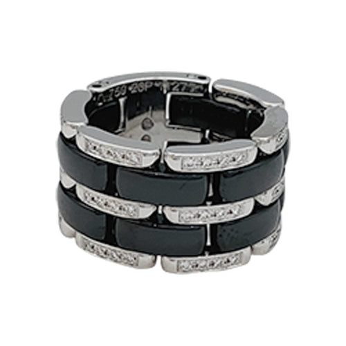 Bague 53 Bague Chanel, modèle "Ultra", en or blanc, céramique noire et diamants. 58 Facettes 30019