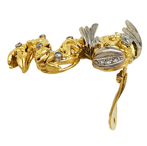 Boucles d'oreilles Boucles d'oreilles Zolotas "Poissons" en or jaune, platine et diamants. 58 Facettes 30398
